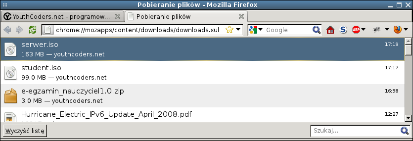 Pobieranie plików - Mozilla Firefox